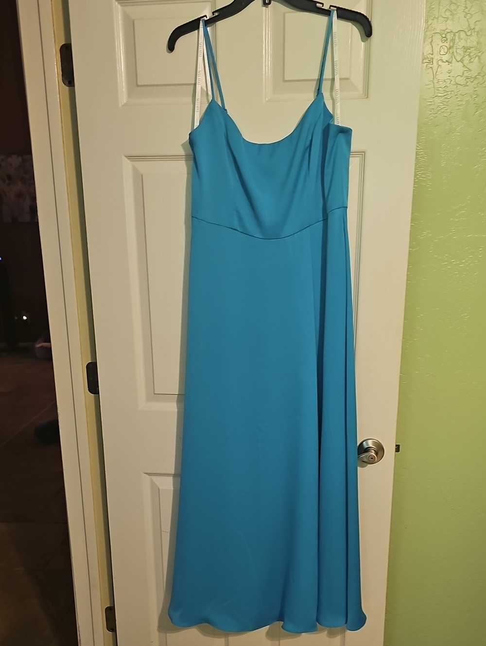 David's Bridal Teal Spaghetti-Strap Maxi Dress